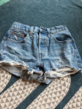 Levi's Distressed Light Blue Denim Cutoff Shorts